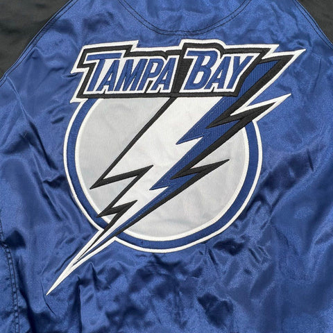 Reebok NHL Women's Blue Black Tampa Bay Lightning Satin Bomber Jacket XL NWT