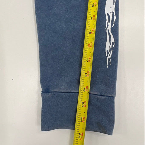 ZZG Men's Blue Faded Washed Streetwear Graphic Pullover Hoodie Sz M