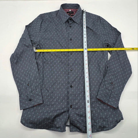 Ted Baker Men's Navy LS Star Geo Print Slim Fit Long Sleeve Shirt Sz 3 NWT