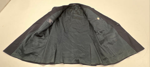 Vintage 90s Burberrys Men's Navy Double Breasted Wool Blazer Silver Buttons 24"