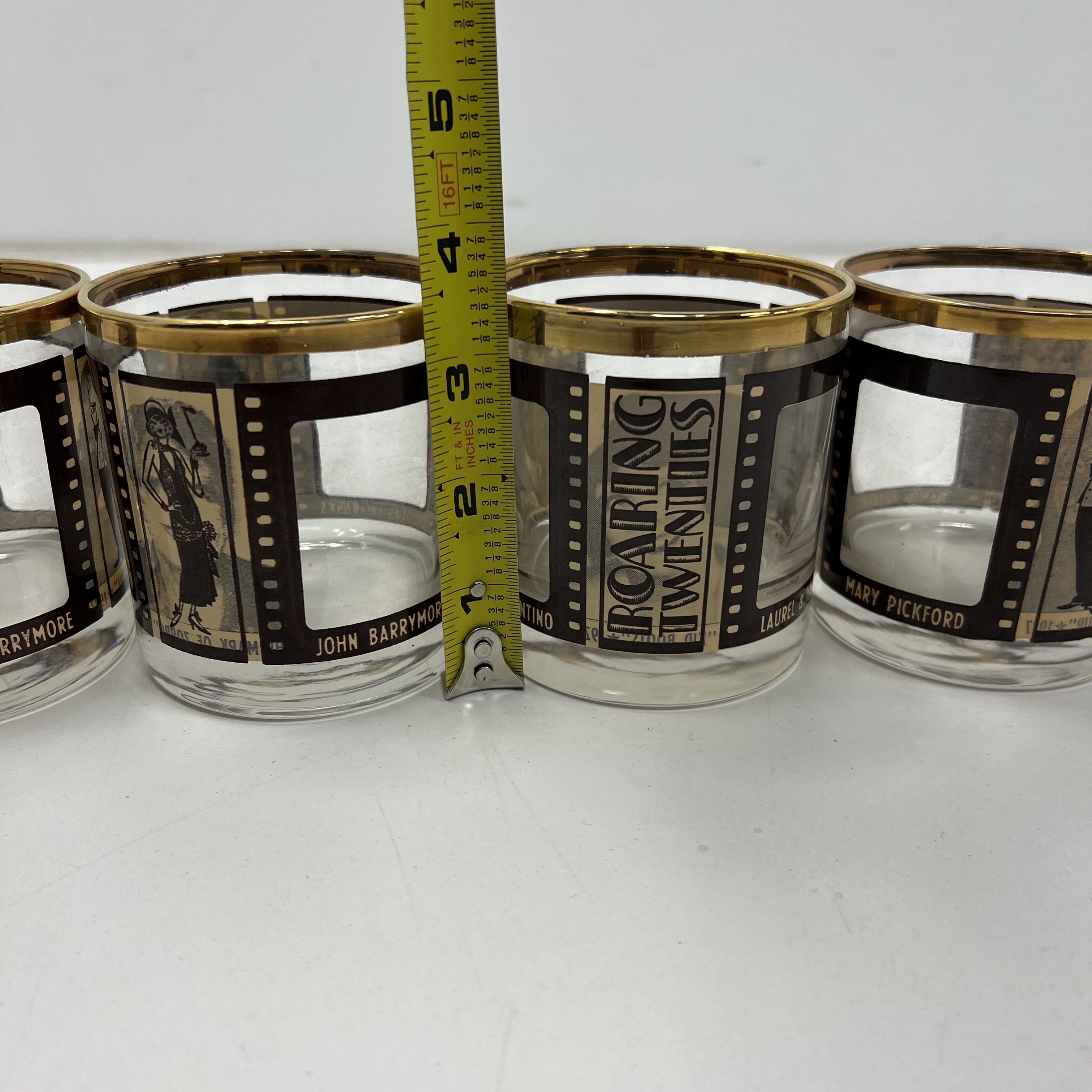 Vintage Roaring Twenties Old Hollywood Silent Film Stars Rocks Glasses Lot 4