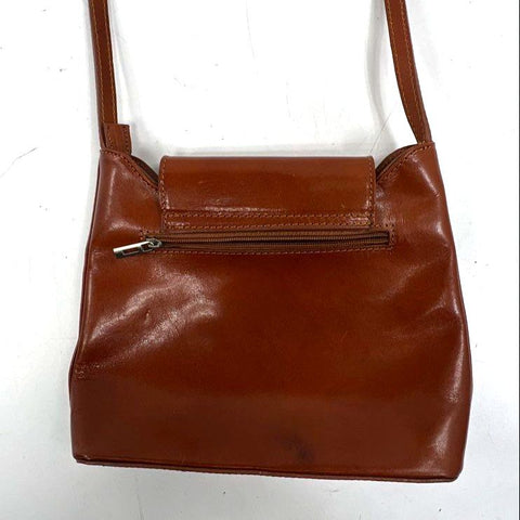 Vintage 90s L'artigiano Italian Brown Leather Crossbody Shoulder Bag Purse