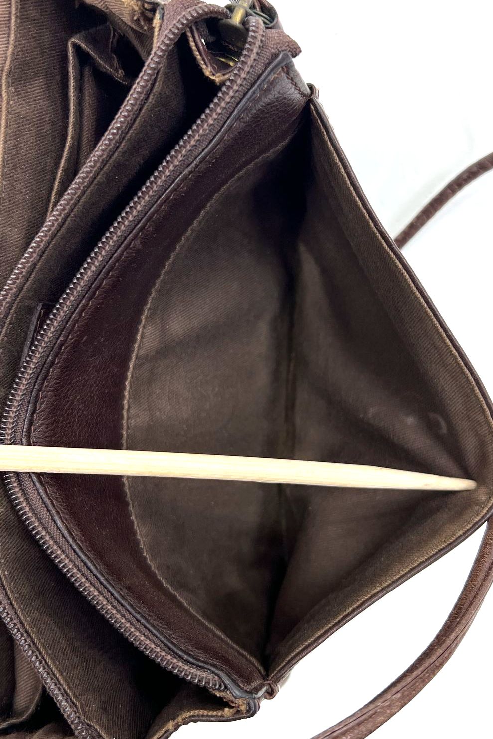 Vintage 90s Fossil Brown Leather Organizer Crossbody Wallet on a String Bag
