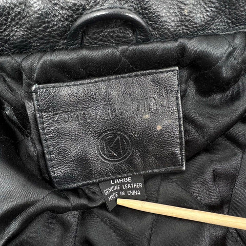 Vintage Y2K Kathy Ireland Black Genuine Leather Quilted Jacket Womens L