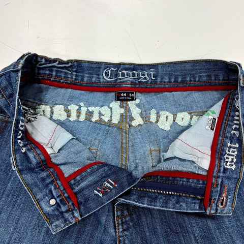 Vintage Y2K Coogi Men's Blue Heritage Embroidered Baggy Jeans Sz 44x34