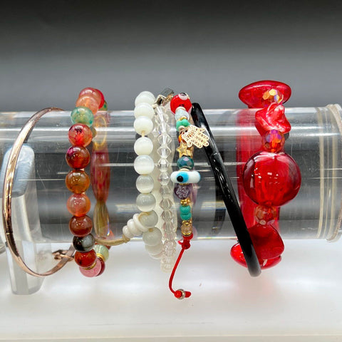 Eclectic Beaded and Bangle Jewelry Lot of 15 Hamsa Charm Snake Chain Bracelets