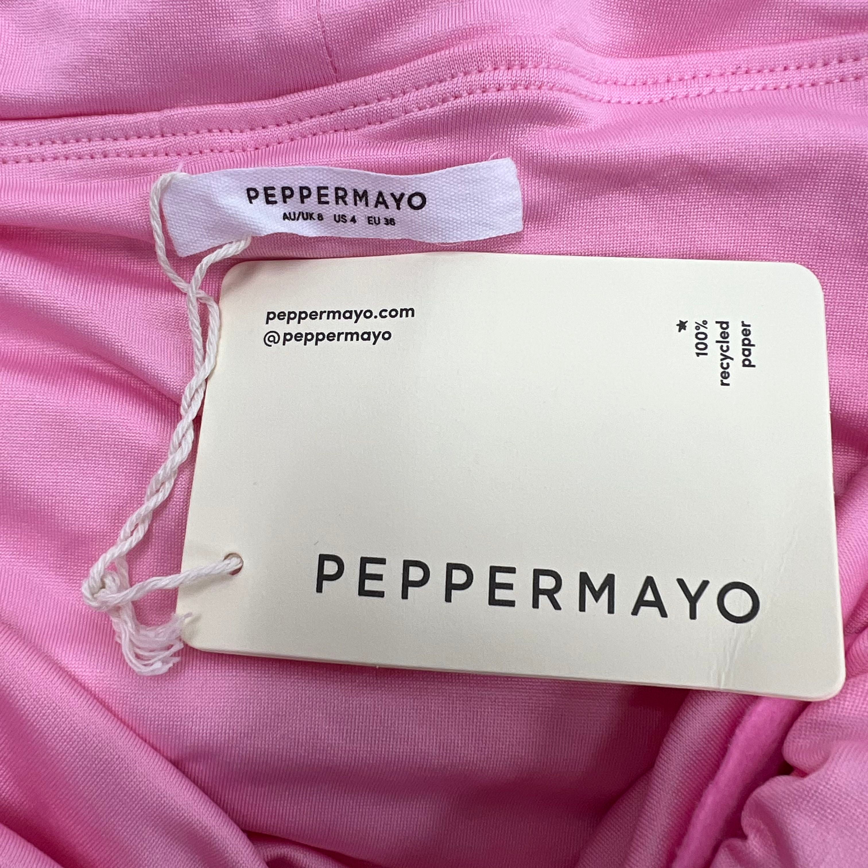 NWT Peppermayo Pink Cecilia Rose Applique Long Sleeve Mini Dress Women's US 4