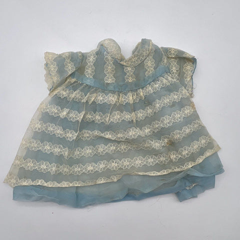 Vintage Style Doll Baby Dress Lot 4 Pieces Blue Pink Lace Mesh Prints