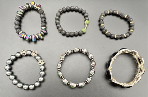 Beaded Rhinestone Faux Pearl Stretch Bracelet Jewelry Lot of 30 Mixed Styles