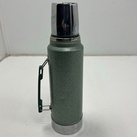 Vintage 80s Aladdin Stanley Green Hammertone Vacuum Bottle Thermos 1 Quart USA