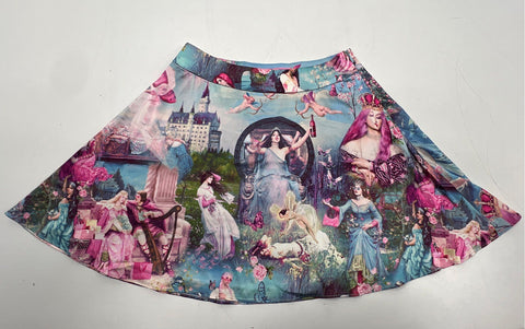 Sugar Thrillz Women's Multicolor Renaissance Graphic Print Mini Skirt Sz S