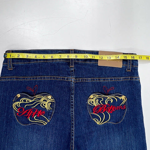 Apple Bottoms Women's Blue Embroidered Bootcut Jeans Size 13/14 NWT