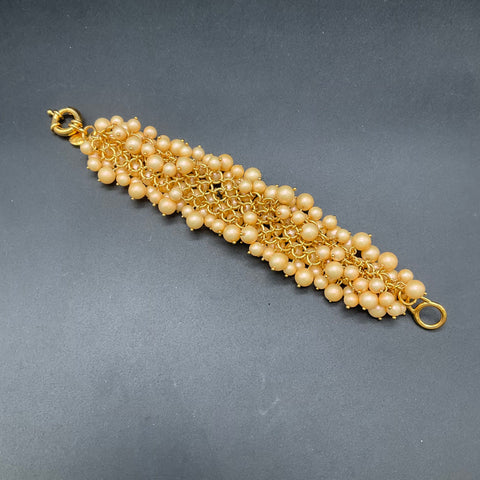 J. Crew Pearl Garden Cha Cha Shakey Bracelet Gold Tone Faux Pearls 8"