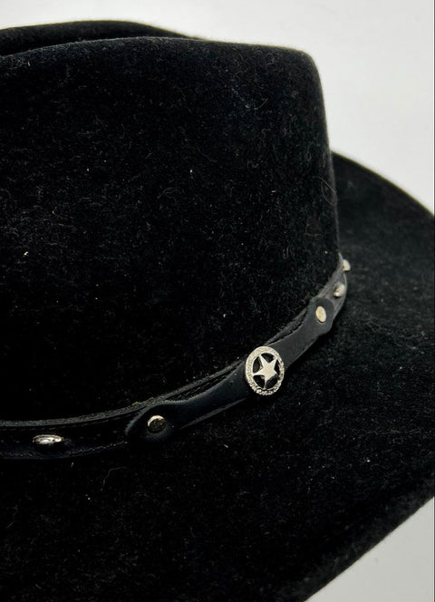 Dallas Hats Black Outlaw 3 Western Cowboy Hat Studded Star Band Size 7