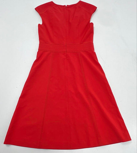 Tory Burch Women's Red Cap Sleeve Fit & Flare A-Line Panelled Dress Size 0