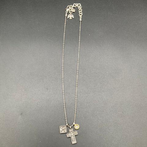 Brighton Jewelry Lot 2 Necklaces Silver Tone Heart Pendant Cross