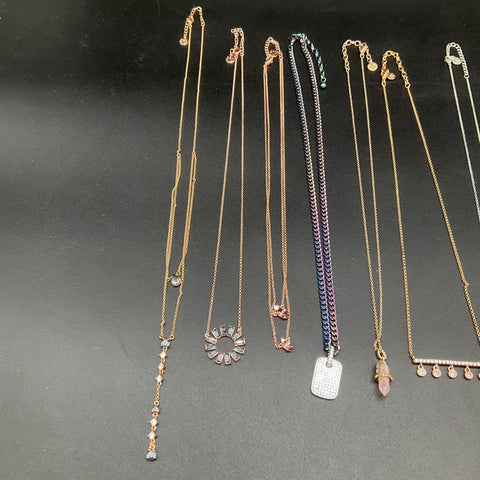 Bomb Party Fashion Jewelry Lot of 13 Necklaces Silver Gold Rose Gold Tone Mixed
