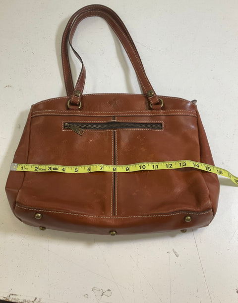 Patricia Nash Brown Leather Tote Shoulder Bag Brass Hardware