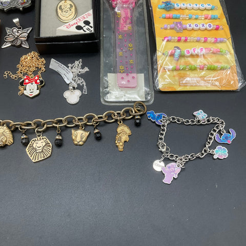 Disney Jewelry Lot 18pc Minnie Mouse Stitch Lion King Frozen Necklaces Bracelet