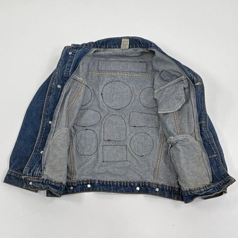 Vintage 90s Gap Kids Denim Jacket Patches Leather Trim OOAK Goodyear USA Sz S