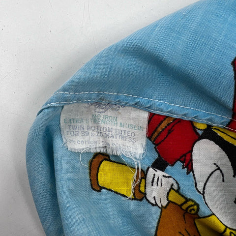 Vintage Disney Sheet Set Mickey Mouse Donald Duck Twin Fitted Flat Muslin 2pc