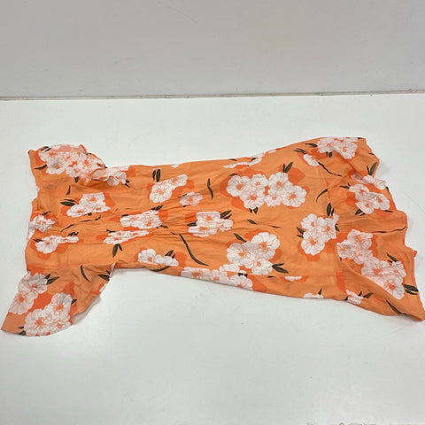 Beyond By Vera Women's Orange Floral Pintuck Tiered Maxi Dress Size M