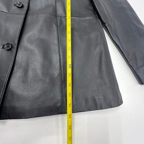 Vintage 90s Dialogue Genuine Leather Button Front Blazer Jacket Sz L