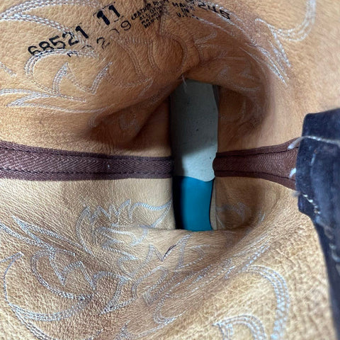 Justin 68521 Brown Leather Western Cowboy Boots Vibram Sole USA Made Size 11 EW