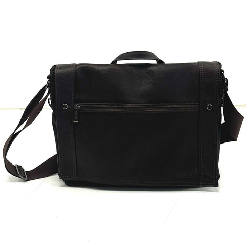 Kenneth Cole Reaction Brown Leather Messenger Laptop Briefcase Bag Adjustable