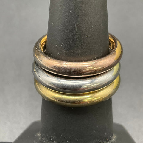 Milor Italy Stainless Steel Tri-Color Stacking Band Ring Set of 3 Size 8