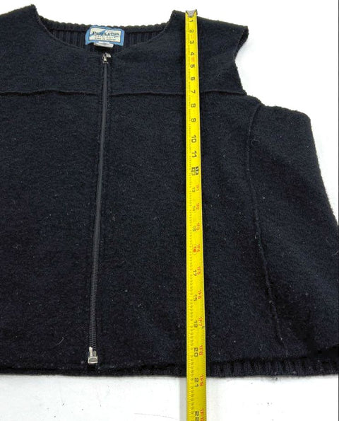 Vintage Y2K Pendleton Black Merino Wool Full Zip Ribbed Back Vest Womens M