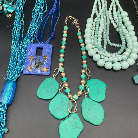 Fashion Jewelry Lot 9 Necklaces Boho Southwestern Faux Turquoise Shell Beaded