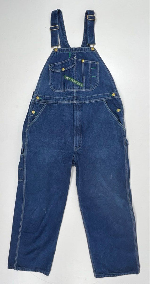 Vintage 80s Key Imperial 704KY Denim Bib Overalls Workwear USA Sz 36