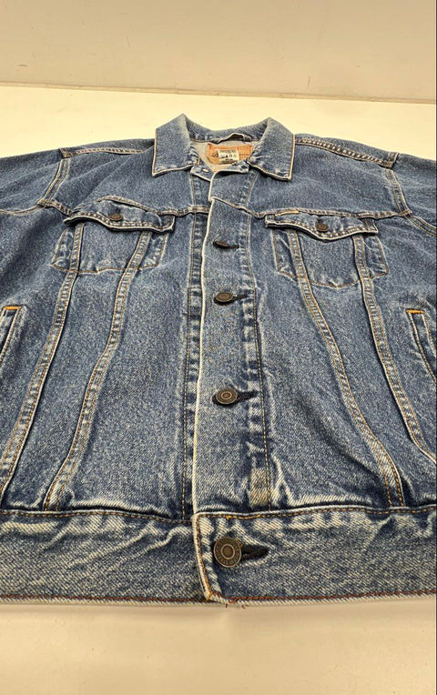 Levi Strauss Signature Men's Blue Denim Trucker Jacket 100% Cotton Sz L