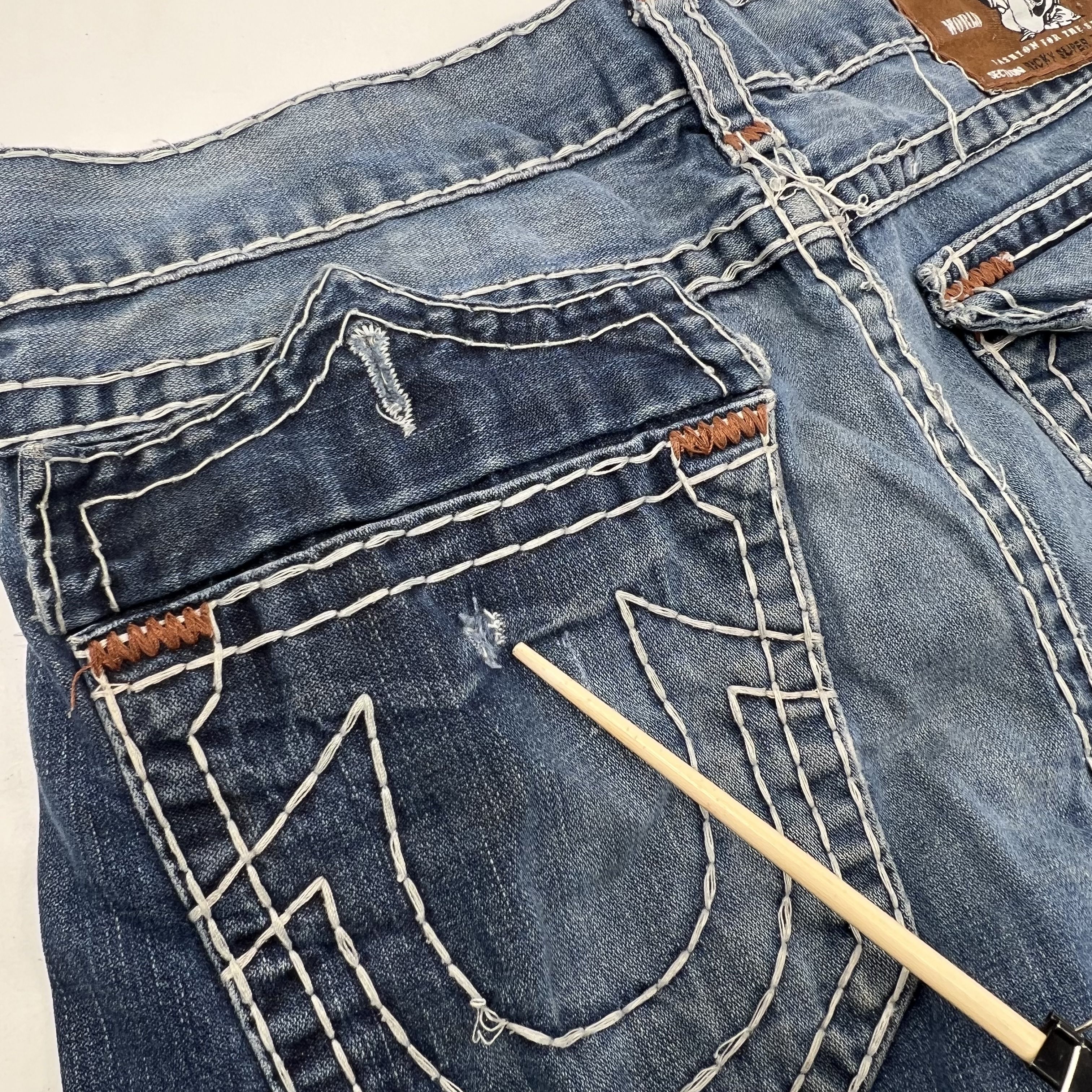 Y2K Vintage True Religion Ricky Super T Jeans Made in USA Distressed Size 36