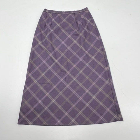 Vintage 90s Pendleton Women's Purple Plaid Wool A-Line Skirt USA Petite Sz 10