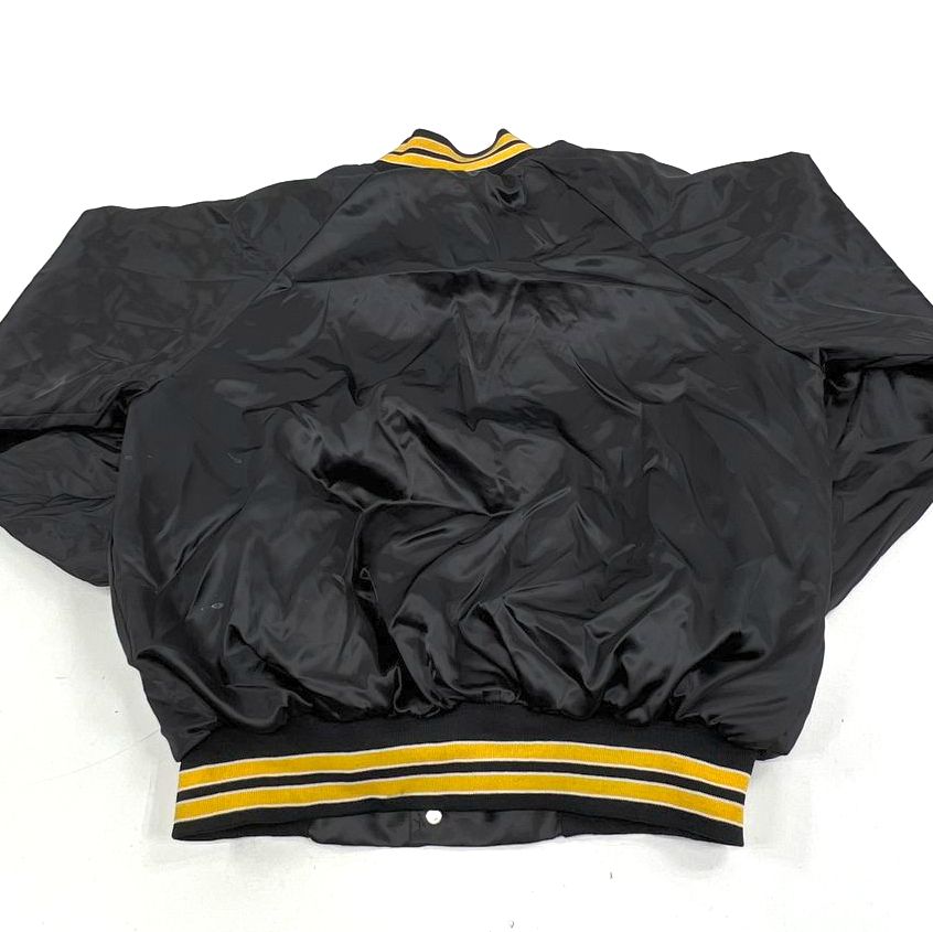 Vintage Hartwell Sports PPC Logo Bomber Jacket Mens XL Black Nylon Snap Front