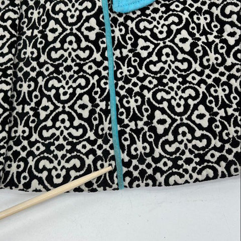 Vintage Y2K Three Sisters Women's Black Damask Chenille Belted Trench Coat M