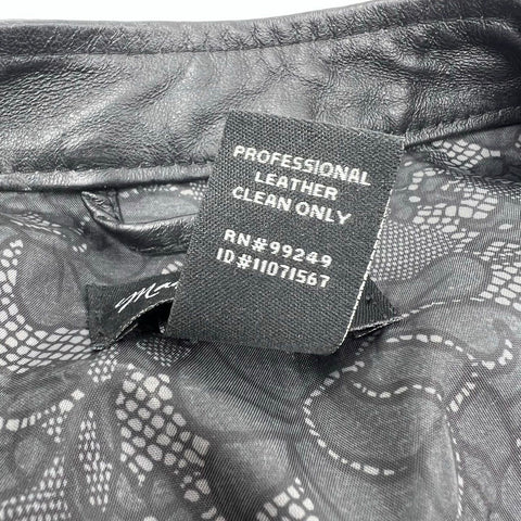 Maggie Barnes Women's Black Genuine Leather Button Front Car Coat Jacket Plus 4X