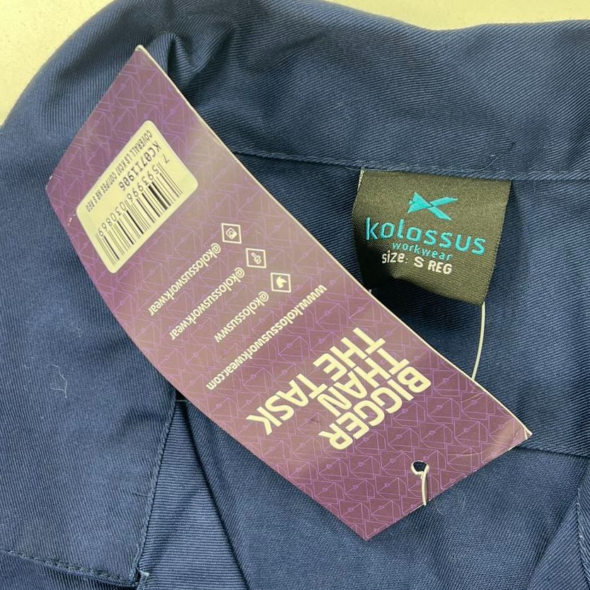 NWT Men's Kolossus Workwear Blue Jumpsuit Coveralls Boiler Suit - Size Small REG