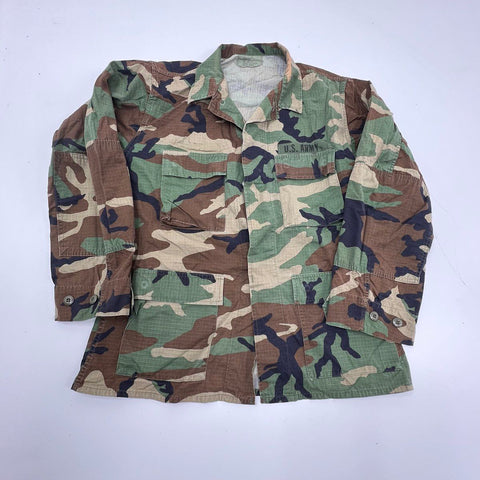 Vintage US Army Military BDU Woodland Camo Uniform Ripstop Set Shirt Pants M