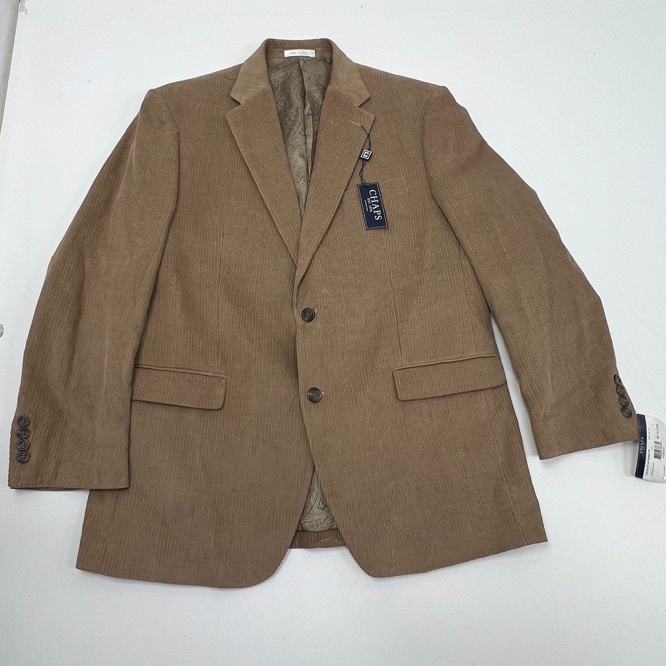 Chaps Tan Cotton Corduroy Two Button Sport Coat Blazer Men's 42R NWT