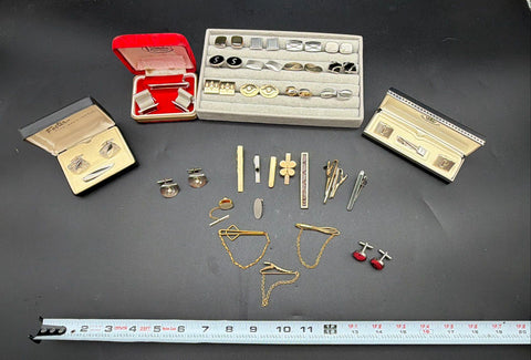 Vintage Swank Foster Men's Costume Jewelry Lot Cufflinks Tie Bars 30+ Pieces