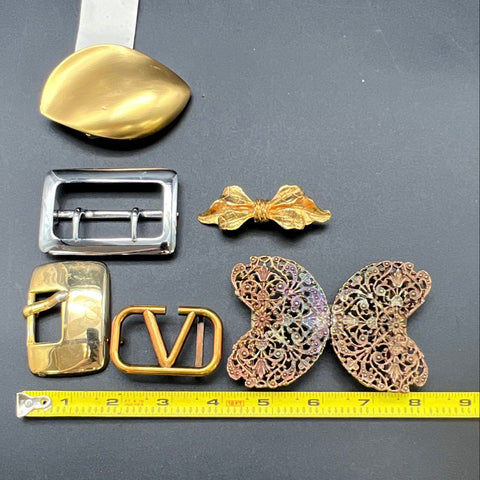 Vintage Belt Buckle Lot 6pc Ilana Goor Mimi di N Jos A Bank Solid Brass Filigree