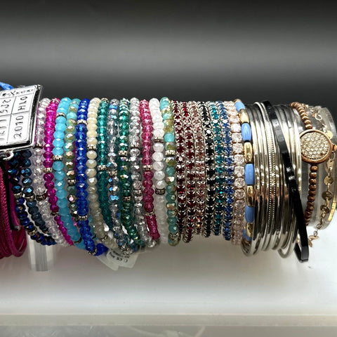 Mixed Fashion Jewelry Bracelet Lot Beaded Stretch Bangles Rhinestone Colorful