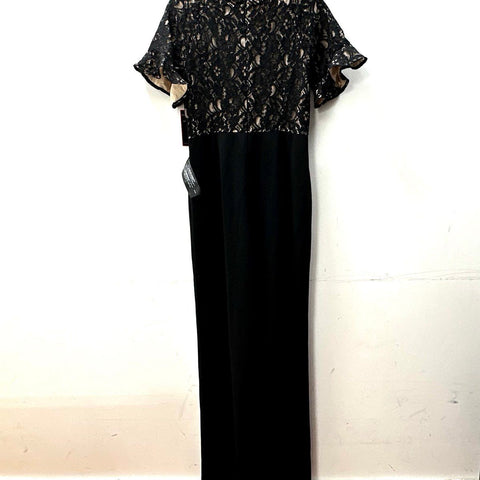Focus by Shani Women's Black Lace Bodice Wide Leg Jumpsuit Size 10 NWT