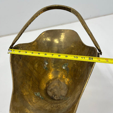 Vintage Hammered Brass Scuttle Basket Planter Bucket 12.5" H Made in India