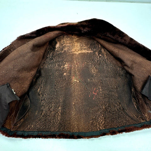 Vintage 60s Union Made Dark Brown Genuine Fur Coat Unlined Mid Length Sz M L