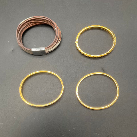 Gold Tone Bangle Cuff Mesh Stretch Wrap Fashion Jewelry Lot of 12 Pieces