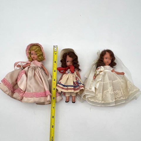 Nancy Ann Story Book Dolls Lot 3 Vintage Hard Plastic Figurines 5-6 Inch